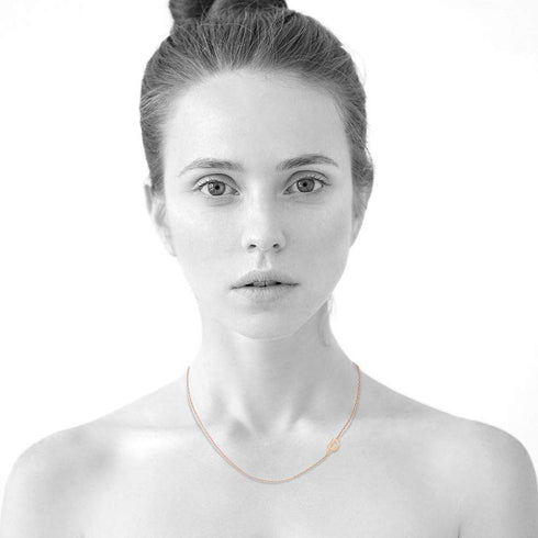 Bold Alphabet Letter Initial Charm Necklace in Rose Gold Tone